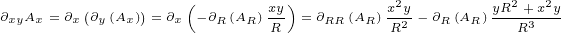 ∂xyAx = ∂x(∂y(Ax))=∂x(-∂R(AR)xy)= ∂RR (AR)x2y- ∂R(AR )yR2+-x2y
                          R           R2          R3
